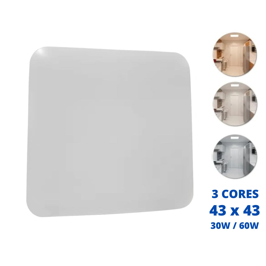 Lustre Plafon Led 30w 60w Multicolor 43x43 Quadrado Borda Infinita Bivolt