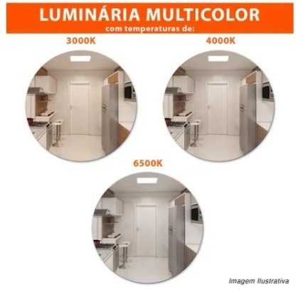 Lustre Plafon Led 30w 60w Multicolor 43x43 Quadrado Borda Infinita Bivolt - 6