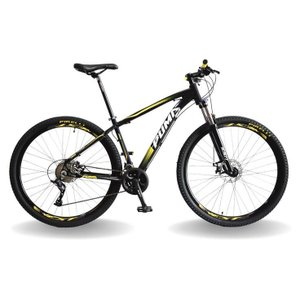 BICICLETA 29 PUMABIKE LINCE 27V STEEZ, FREIO MEC, K7, SUSP TRAVA, PRETO COM BRANCO E AMARELO, 21