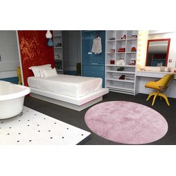 Tapete Redondo 2,00m Quarto Sala Escritório Pelo Macio.:rosa - 2