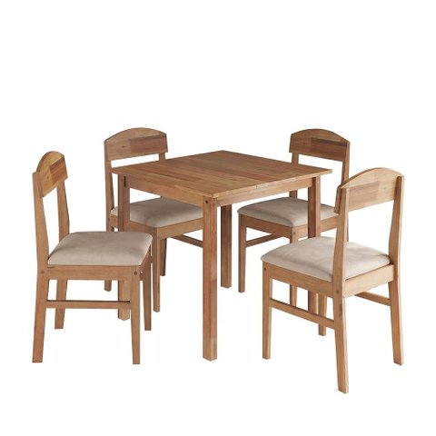 Mesa Genova 80x80 Cm para Sala com 4 Cadeiras Capri 4 Lugares Decorativa - Amêndoa
