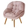 Conjunto Poltrona Sênior Linho + Puff Pés Madeira Luxuosa:linho Rose - 3