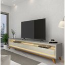 Ver imagem 2 de Rack para TV 2.2 Retrô com LED Requinte Cinza com Off White - Gelius Móveis