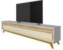 Ver imagem 1 de Rack para TV 2.2 Retrô com LED Requinte Cinza com Off White - Gelius Móveis