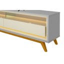 Ver imagem 4 de Rack para TV 2.2 Retrô com LED Requinte Cinza com Off White - Gelius Móveis