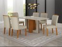 Ver imagem 7 de Conjunto Sala de Jantar Sofia 1,60m Tampo Vidro Off com 6 Cadeiras Jade Cinamomo/Off/Joli Palha