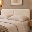 Ver imagem 2 de Cabeceira Clean 1.60m para Cama Queen Design Orgânico Dobrável Estofado Bouclê Off White - Lh Móveis