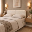 Ver imagem 7 de Cabeceira Clean 1.60m para Cama Queen Design Orgânico Dobrável Estofado Bouclê Off White - Lh Móveis