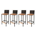 Ver imagem 1 de Kit 4 Banqueta Alta em Aço com Assento de Madeira Maciça e Encosto de Junco