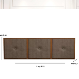 Painel Cabeceira Cama Box King 1,95 Estofado com Madeira- Várias Cores:Marrom - 2
