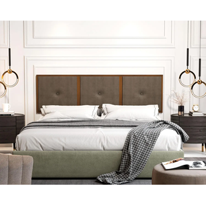 Painel Cabeceira Cama Box King 1,95 Estofado com Madeira- Várias Cores:Marrom