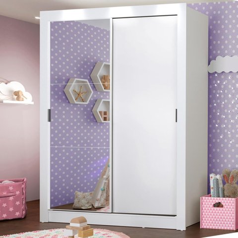 Guarda-roupa Infantil Madesa Enzo 2 Portas de Correr com Espelho