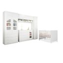 Ver imagem 1 de Jogo de Quarto Modulado Infantil Algodão Doce Roupeiro Cômoda 100% MDF e Berço Mini Cama - Bela Móve