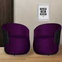 Ver imagem 1 de Kit 2 Poltronas Organica Beatriz Veludo Roxo C/ Composê Corano Preto - Lm Decor