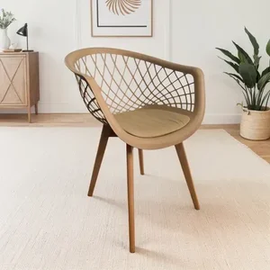Cadeira de Jantar Web com Assento Estofado Madeira Maciça Premium Fendi