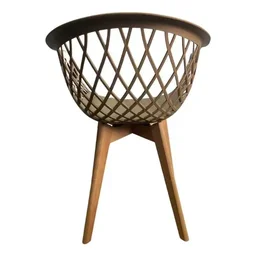 Cadeira de Jantar Web com Assento Estofado Madeira Maciça Premium Fendi - 4