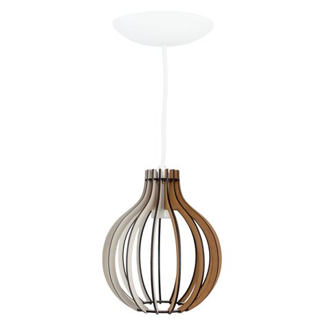 Pendente Luminária Bali E27 Madeira Bancada Moderno Lounge:branco