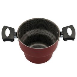 Cuscuzeiro Antiaderente Tampa de Vidro Vermelho 14cm - 2
