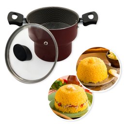 Cuscuzeiro Antiaderente Tampa de Vidro Vermelho 14cm - 6