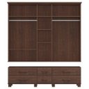 Ver imagem 3 de Conjunto Quarto: Guarda-roupa Casal 5 Portas 6 Gavetas, Cômoda 4 Gavetas Café Ouro Madeira Pinus - F