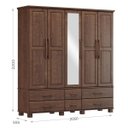 Ver imagem 2 de Conjunto Quarto: Guarda-roupa Casal 5 Portas 6 Gavetas, Cômoda 4 Gavetas Café Ouro Madeira Pinus - F