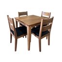 Ver imagem 1 de Conjunto de Mesa Madeira Maciça Itália P/ Restaurante C/ 4 Cadeiras Estofadas Preta 90x90cm Marrom