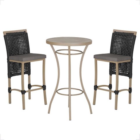 Mesa Bistro e 2 Banquetas Roma Fendi Corda Náutica 11 Trama Original