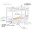 Ver imagem 4 de Treliche Solteiro Infantil Dreams e Mini Escada/escorregador Madeira Maciça Branco Megamobilia