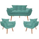 Ver imagem 1 de Kit Namoradeira + 02 Poltronas Decorativa para Sala de Estar Quarto Recepção Clinica Opala Jm interi