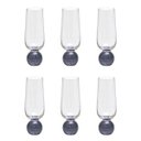 Ver imagem 1 de Kit 06 Taças Champanhe de Vidro Base Esfera Azul 260ml 17cm 17161-Pl