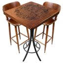 Ver imagem 1 de Cj Mesa Madeira 60x60cm - Bistrô Fixa 98cm + 2 Banquetas 73 - Natural - Beer Happy Hour