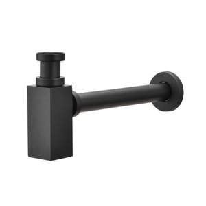 Sifão Copo Black Matte Quadrado Splendore Pia Lavatório 7/8 Demima