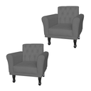 Ver imagem 1 de Jogo 2 Poltronas Decorativas Para Sala de Espera Classic Suede Cinza - LM DECOR