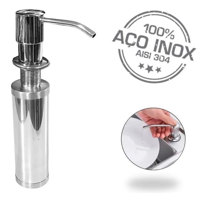 Dispenser Detergente Inox Porta Sabonete Liquido Embutir Demima De Embutir - 2