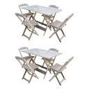 Ver imagem 1 de Kit 2 Conjuntos De Mesa Com 4 Cadeiras De Madeira Dobravel 120X70 Sem Pintura/Crua - Marrom