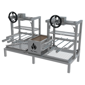 Parrilla Dupla de Alvenaria 118x45 Grelha Uruguaia e Argentina com Elevação e 6 Espetos