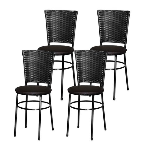 4 Cadeiras para Mesa Preta Hawai Preta:marrom