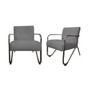 Ver imagem 1 de Kit 2 Poltronas Decorativa Bela Suede Cinza Braço Cromado Ms Decor