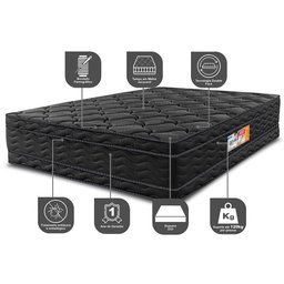 Colchão Queen Ortopédico Black 158x198x32 Double Face Espuma D33 Preto - 3
