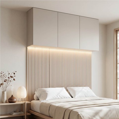 Ponte com Cabeceira Planejada Queen 3 Portas com LED Samambaia CabeCasa MadeiraOriginals Off White