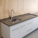 Ver imagem 1 de Pia Cozinha Granito Ocre 180cm Espaço p/ Cooktop e Cuba Inox: Ocre