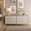 Ver imagem 4 de Conjunto Cômoda com 6 Gavetas e Mesa de Cabeceira Glow - Carvalho Off White