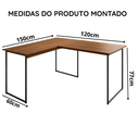 Ver imagem 4 de Mesa em L Industrial Pés de Ferro para Escritório 120x90cm Estudos Trabalho - Freijó