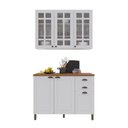 Ver imagem 2 de Armário de Cozinha Modulada Compacta Fidelitá Nara 100% MDF 2 Peças 120cm 6 Portas 2 Gavetas com