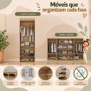 Ver imagem 5 de Quarto de Bebê Completo com Berço Americano 3 em 1 Flor Multimóveis MP4918 Madeirado/Off White