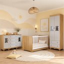 Ver imagem 1 de Quarto de Bebê Completo com Berço Americano 3 em 1 Flor Multimóveis MP4918 Madeirado/Off White