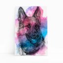 Ver imagem 1 de Quadro Cachorro Pastor Alemão Aquarela Tinta Canvas 60x40cm