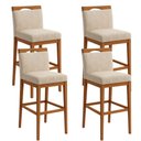Ver imagem 1 de Kit 4 Banquetas Alta Cozinha Gourmet Conforto Suede:Suede Bege