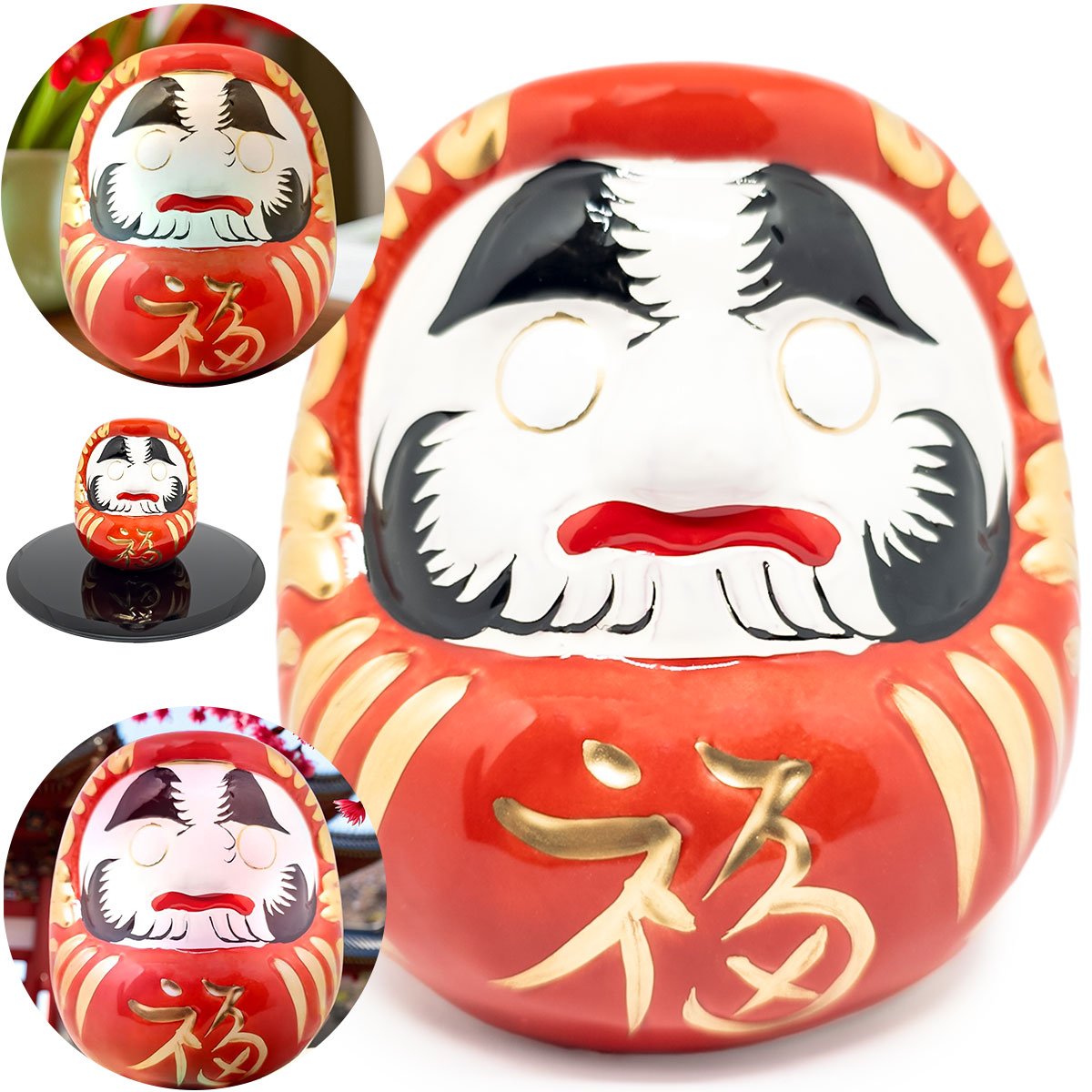 Enfeite Decorativo Daruma Boneco Sorte Paz Prosperidade Fortuna Zen Decoração Casa - Vermelho