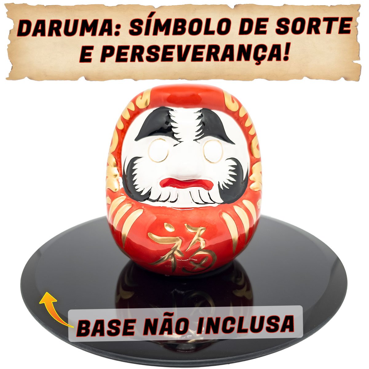 Enfeite Decorativo Daruma Boneco Sorte Paz Prosperidade Fortuna Zen Decoração Casa - Vermelho - 3